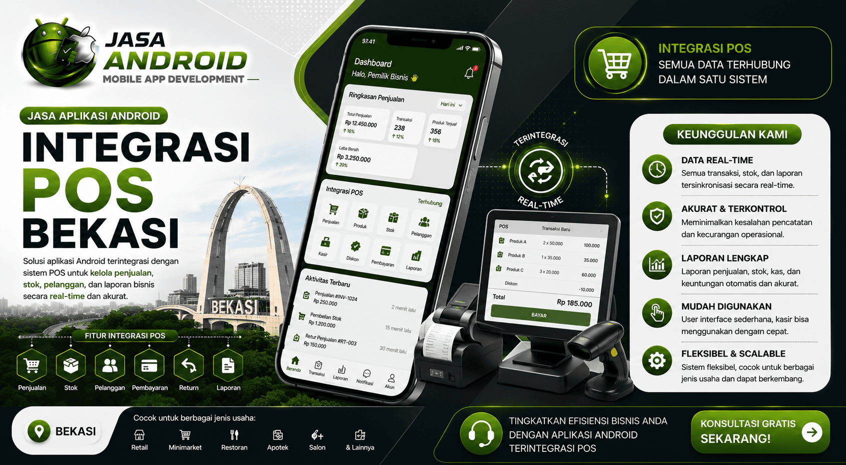 Jasa Aplikasi Android Integrasi POS Bekasi: Solusi Digital Modern untuk Bisnis yang Ingin Cepat, Rapi, dan Menguntungkan